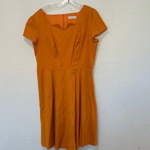 women's Orange 1950s Retro Vintage Cocktail Swing cotton stretch Dress XL